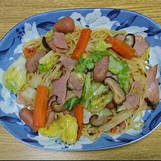 野菜たっぷり「にんにくしょうが醤油パスタ」